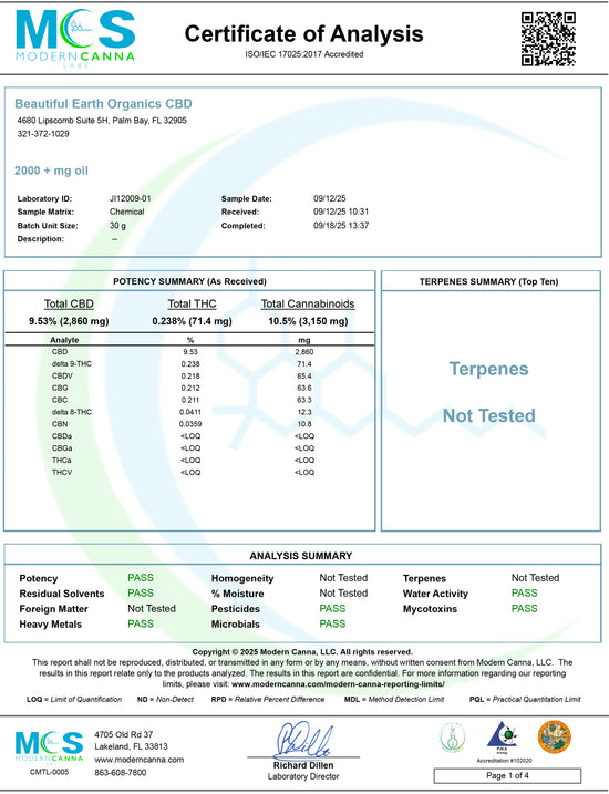 2000+ mg Full Spectrum CBD Oil